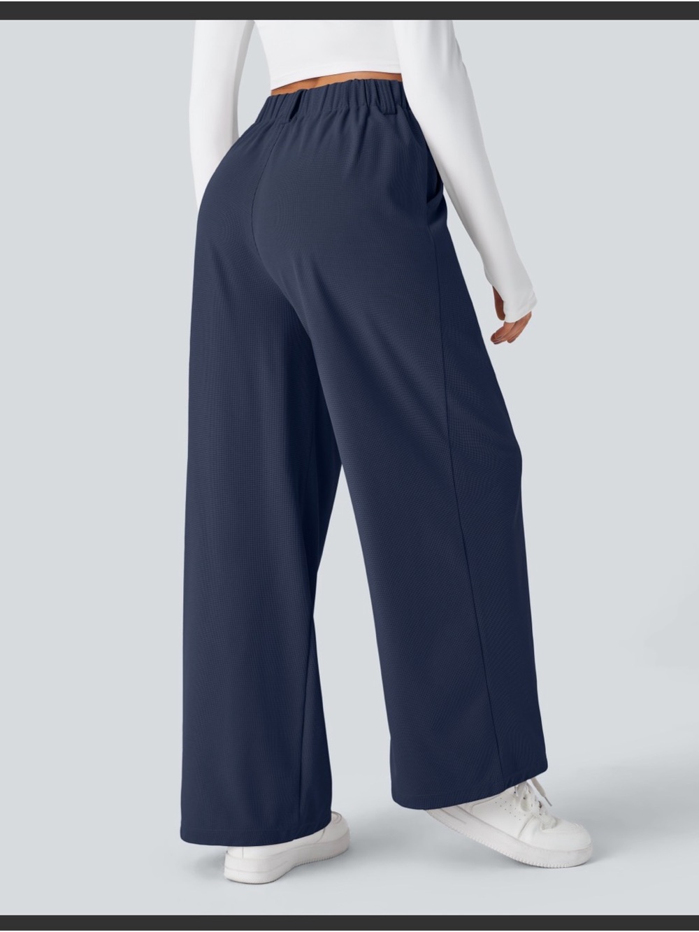HALARA Navy Wide-Leg Pull-On Pants